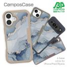 【Compos-Case】くすみカラーマーブル調 ブルー＆ゴールド