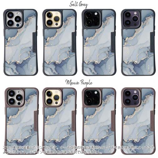 【Compos-Case】くすみカラーマーブル調 ブルー＆ゴールド