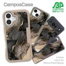 【Compos-Case】くすみカラーマーブル調 ブラック＆ゴールド