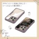 【Compos-Case】くすみカラーマーブル調 ブラック＆ゴールド