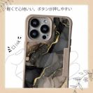 【Compos-Case】くすみカラーマーブル調 ブラック＆ゴールド