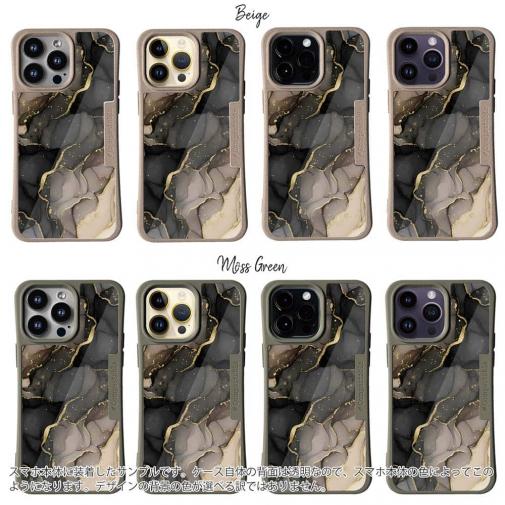 【Compos-Case】くすみカラーマーブル調 ブラック＆ゴールド