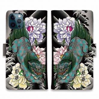 【彫姫】【手帳型】唐獅子牡丹　和彫りデザイン