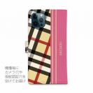 【Genuine】【手帳型】チェック柄　ベージュ＆ピンク
