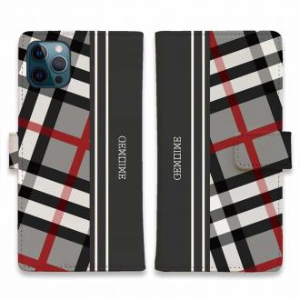 【Genuine】【手帳型】チェック柄　グレー＆グレー