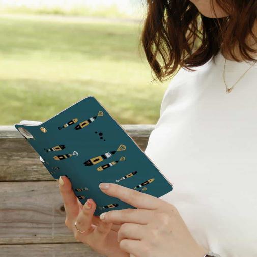 【手帳型】【釣りざんまい】レトロフィッシュ_北欧風