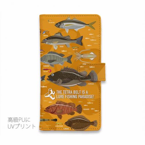 【手帳型】【FISH MAN】テトラ帯は釣り天国！ オレンジ