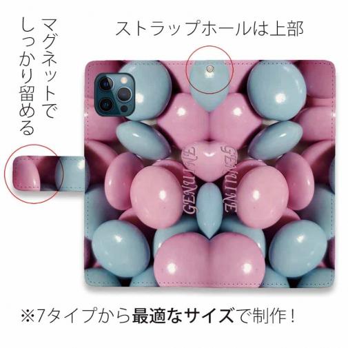 【Genuine】【手帳型】カラフル　チョコ　ブルー＆ピンク