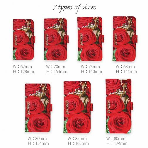 【Genuine】【手帳型】バラ（薔薇）　レッド