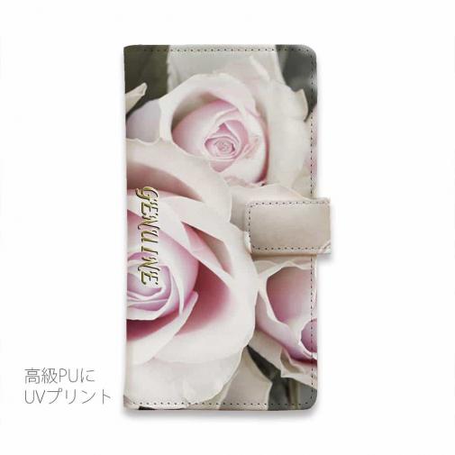【Genuine】【手帳型】バラ（薔薇）　ピンク