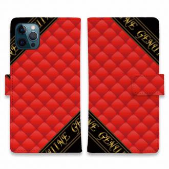 【Genuine】【手帳型】マトラッセ柄　ダイアゴナル　チェック　レッド