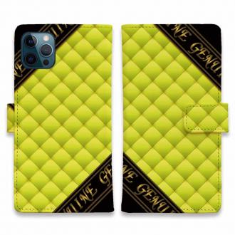 【Genuine】【手帳型】マトラッセ柄　ダイアゴナル　チェック　イエロー