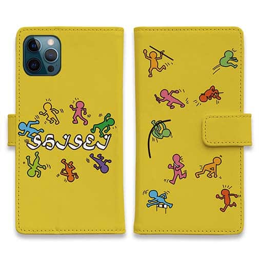 【手帳型】思斉中陸上部 ロゴ入りスマホケース イエロー