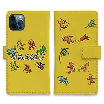 【手帳型】思斉中陸上部 ロゴ入りスマホケース イエロー