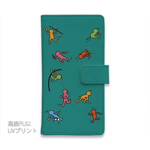 【手帳型】思斉中陸上部 ロゴ入りスマホケース グリーン