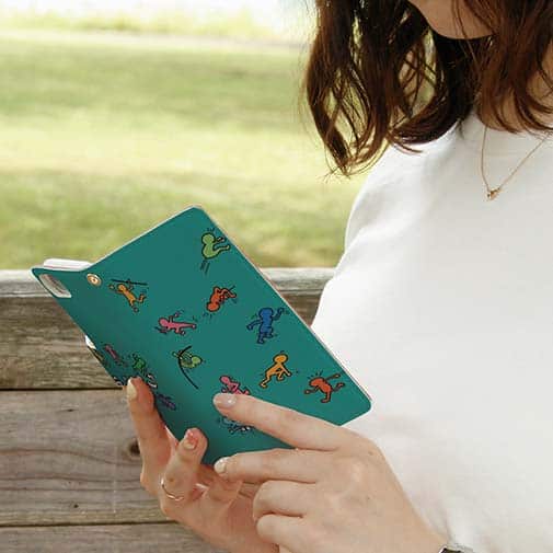 【手帳型】思斉中陸上部 ロゴ入りスマホケース グリーン