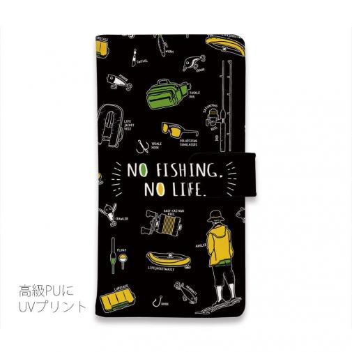 【手帳型】【釣りざんまい】釣りに行く道具_ブラック