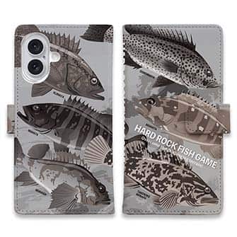 【手帳型】【FISH MAN】ハードロックフィッシュゲーム グレー