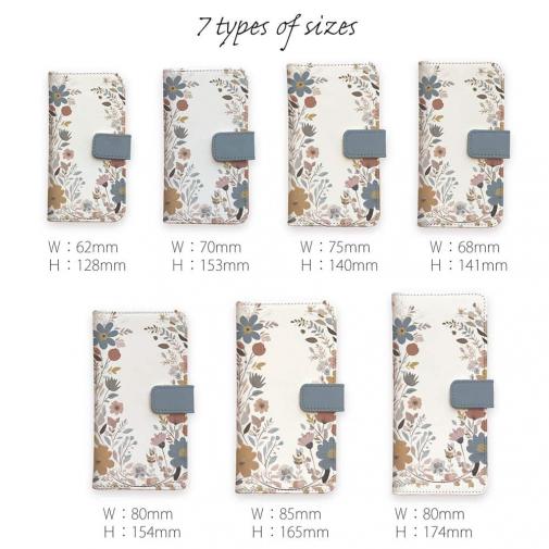 【手帳型】北欧くすみカラーの花