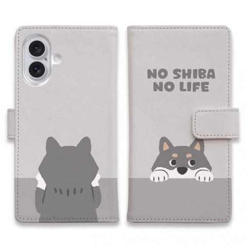 【手帳型】何か気になる柴犬_黒柴_くすみカラー(wakat)