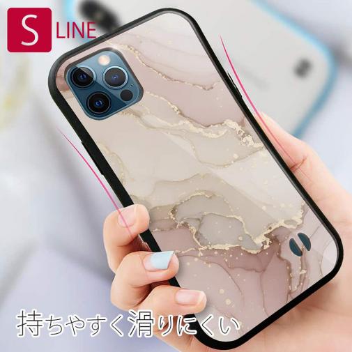 【S-LINE】くすみカラーマーブル調 ピンク＆ゴールド