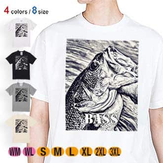 【Tシャツ】ブラックバス　ハンドランディング　モノトーン 5.6oz Cotton:100%
