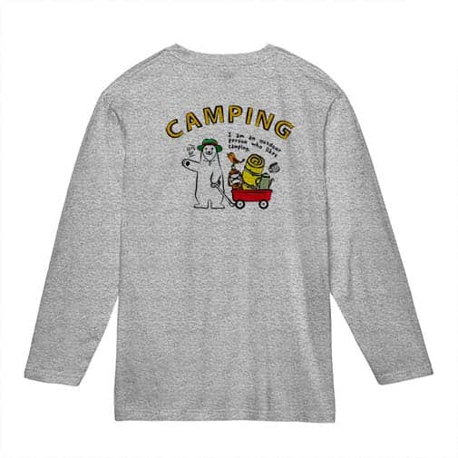 【長袖Tシャツ】シロクマさんキャンプに行く(wakat) 5.6oz Cotton:100%
