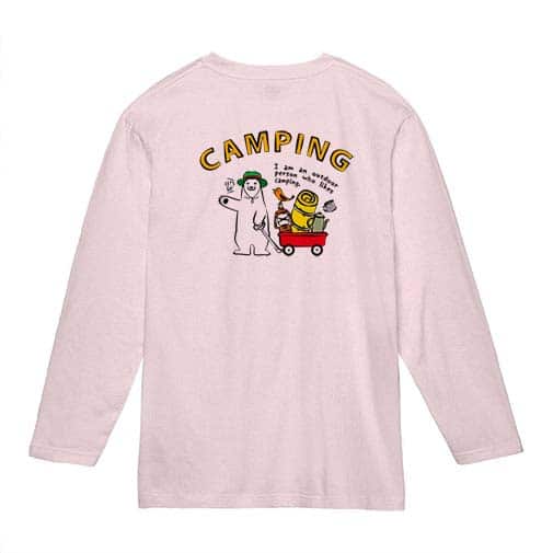 【長袖Tシャツ】シロクマさんキャンプに行く(wakat) 5.6oz Cotton:100%