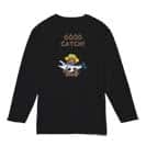 【長袖Tシャツ】【釣りざんまい】サケを釣るクマさん  5.6oz Cotton:100%