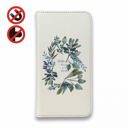 【手帳型ベルトなし】【Stick Case】水彩で描いた花とハーブ