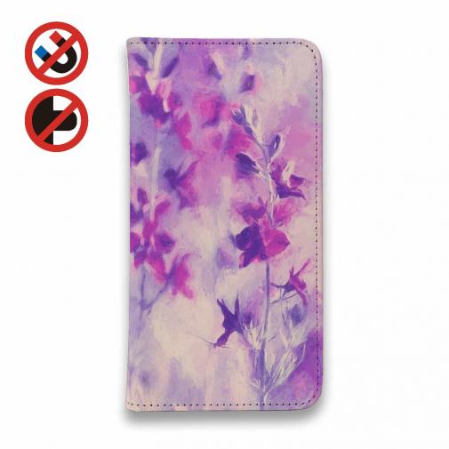 【手帳型ベルトなし】【Stick Case】ラベンダー　パープルフラワー