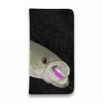 【手帳型ベルトなし】【Stick Case】【佐藤ケロ子】シーバスの食欲　ブラック