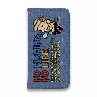 【手帳型ベルトなし】【Stick Case】【釣りざんまい】ついついウトウトしちゃった釣り人_カラフルデニム風