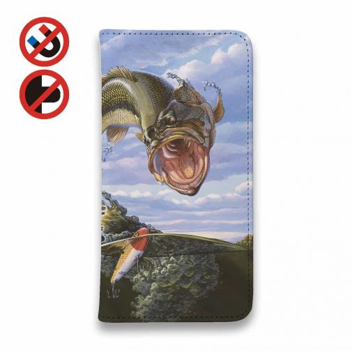 【八百板浩司】【手帳型ベルトなし】【Stick Case】Bass & Pencil 水面を割ってルアーに飛びつくバス