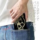【手帳型ベルトなし】【Stick Case】鬼掛　鬼火般若バージョン・ブラック＆ゴールド