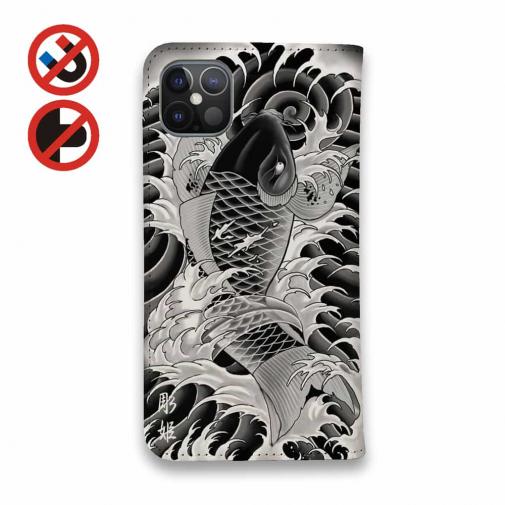 【彫姫】【手帳型ベルトなし】【Stick Case】昇り鯉　和彫りデザイン