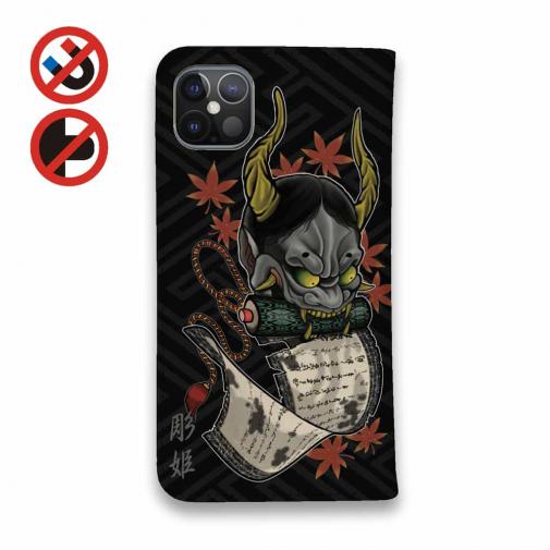 【彫姫】【手帳型ベルトなし】【Stick Case】般若　和彫りデザイン