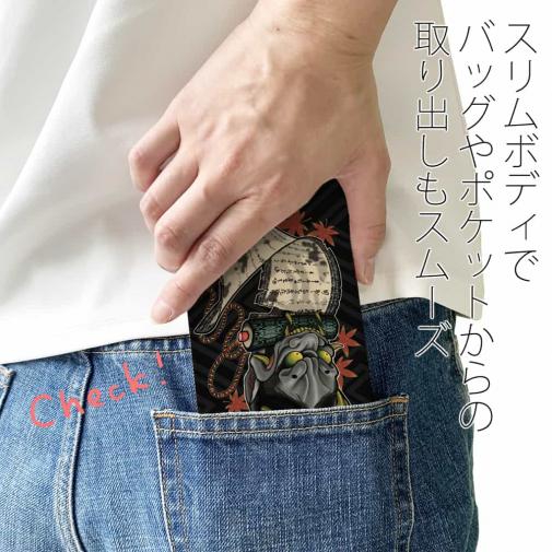 【彫姫】【手帳型ベルトなし】【Stick Case】般若　和彫りデザイン