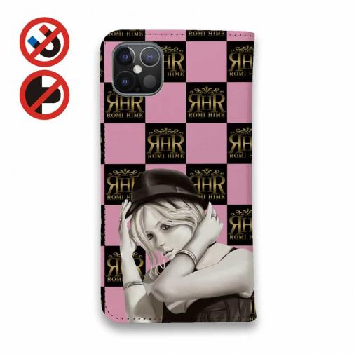 【ROMI HIME】【手帳型ベルトなし】【Stick Case】フ?ロック・チェック(市松模様)　ピンク