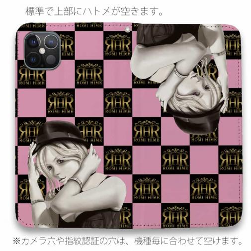 【ROMI HIME】【手帳型ベルトなし】【Stick Case】フ?ロック・チェック(市松模様)　ピンク