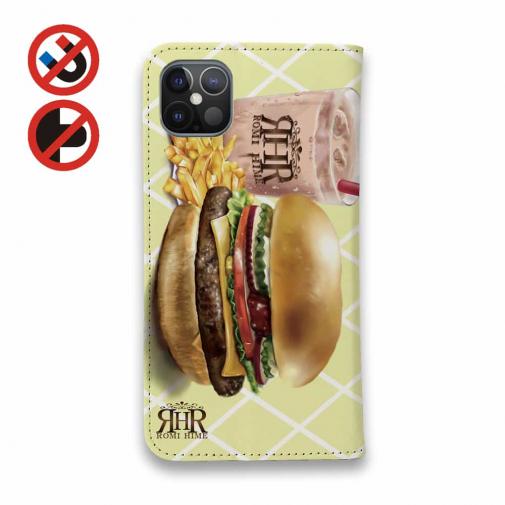 【ROMI HIME】【手帳型ベルトなし】【Stick Case】ハンバーガー　イエロー