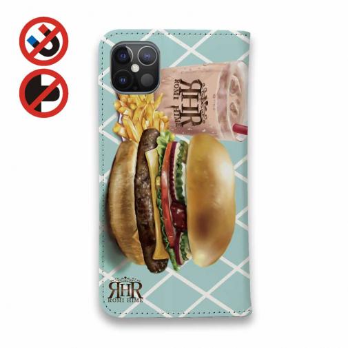 【ROMI HIME】【手帳型ベルトなし】【Stick Case】ハンバーガー　グリーン