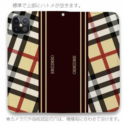 【Genuine】【手帳型ベルトなし】【Stick Case】チェック柄　ベージュ＆ブラウン