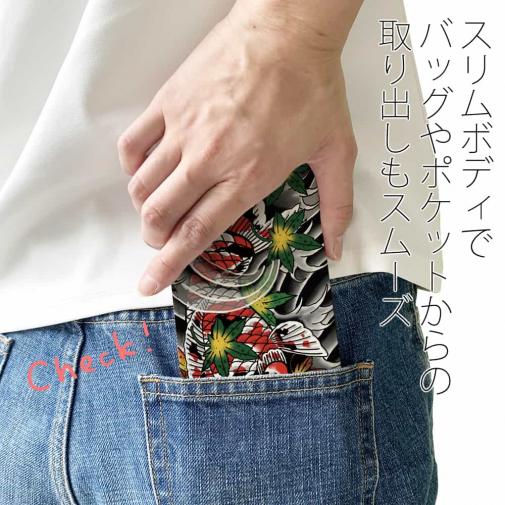 【彫姫】【手帳型ベルトなし】【Stick Case】錦鯉