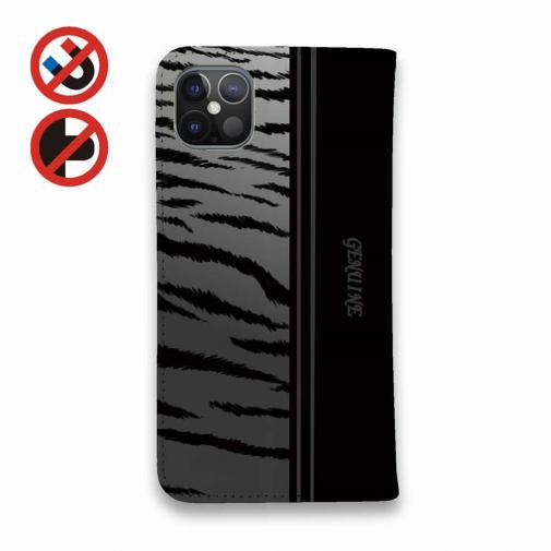 【Genuine】【手帳型ベルトなし】【Stick Case】虎　タイカ?ー シルバー ライン