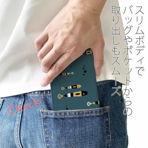 【手帳型ベルトなし】【Stick Case】【釣りざんまい】レトロフィッシュ_北欧風