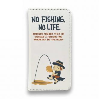 【手帳型ベルトなし】【Stick Case】【釣りざんまい】ウトウトアングラー_ホワイト