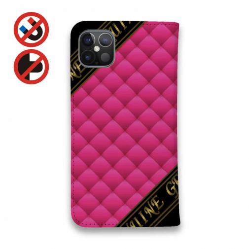 【Genuine】【手帳型ベルトなし】【Stick Case】マトラッセ柄　タ?イアコ?ナル　チェック　ピンク