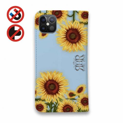 【ROMI HIME】【手帳型ベルトなし】【Stick Case】ひまわり　ブルー