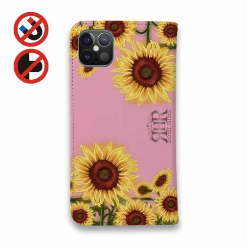 【ROMI HIME】【手帳型ベルトなし】【Stick Case】ひまわり　ピンク